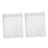 2pcs Embroidered Lace Window Voile Sheer Curtain Valance Tiers 74x61cm White