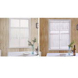 2pcs Embroidered Lace Window Voile Sheer Curtain Valance Tiers 74x61cm White