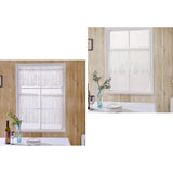2pcs Embroidered Lace Window Voile Sheer Curtain Valance Tiers 74x61cm White