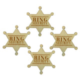 4x Ring Security Badge Pin Wooden Ring Bearer Gift for Boy Wedding Acce