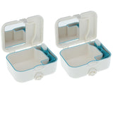 2X Portable Denture Case Built In Mirror Brush Teeth Storage Container Box