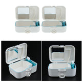 2X Portable Denture Case Built In Mirror Brush Teeth Storage Container Box