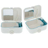 2X Portable Denture Case Built In Mirror Brush Teeth Storage Container Box