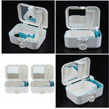 2X Portable Denture Case Built In Mirror Brush Teeth Storage Container Box