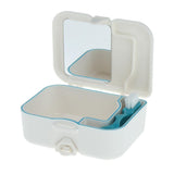 2X Portable Denture Case Built In Mirror Brush Teeth Storage Container Box