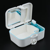 2X Portable Denture Case Built In Mirror Brush Teeth Storage Container Box