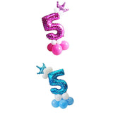 Pink+ Blue Numbers Crown Balloons Column Set Happy Birthday Garland Number 5