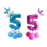 Pink+ Blue Numbers Crown Balloons Column Set Happy Birthday Garland Number 5