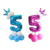 Pink+ Blue Numbers Crown Balloons Column Set Happy Birthday Garland Number 5