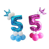 Pink+ Blue Numbers Crown Balloons Column Set Happy Birthday Garland Number 5