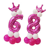 Numbers 6 and 8 Crown Balloons Column Set Happy Birthday Arch Garland Pink