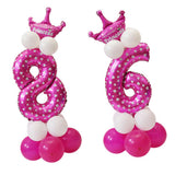 Numbers 6 and 8 Crown Balloons Column Set Happy Birthday Arch Garland Pink