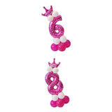 Numbers 6 and 8 Crown Balloons Column Set Happy Birthday Arch Garland Pink