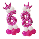 Numbers 6 and 8 Crown Balloons Column Set Happy Birthday Arch Garland Pink
