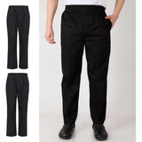 2Pcs Chef Pants Restaurant Elastic Comfy Work Trousers TypeA Black