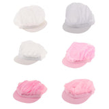 6Pcs Cook Adjustable Kitchen Baker Chef Elastic Cap Hat Catering White+Pink