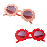 Stylish Flower Kids Baby Boy Girl Soft Plastic UV400 Sunglasses Red + Pink