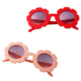 Stylish Flower Kids Baby Boy Girl Soft Plastic UV400 Sunglasses Red + Pink
