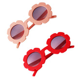 Stylish Flower Kids Baby Boy Girl Soft Plastic UV400 Sunglasses Red + Pink