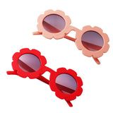 Stylish Flower Kids Baby Boy Girl Soft Plastic UV400 Sunglasses Red + Pink