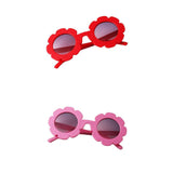 Cute Sun Flower Kids Baby Boy Girl Soft Plastic UV400 Sunglasses Red + Pink