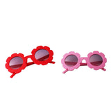 Cute Sun Flower Kids Baby Boy Girl Soft Plastic UV400 Sunglasses Red + Pink