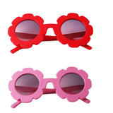 Cute Sun Flower Kids Baby Boy Girl Soft Plastic UV400 Sunglasses Red + Pink