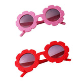 Cute Sun Flower Kids Baby Boy Girl Soft Plastic UV400 Sunglasses Red + Pink