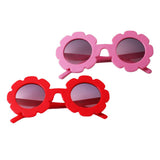 Cute Sun Flower Kids Baby Boy Girl Soft Plastic UV400 Sunglasses Red + Pink