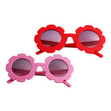 Cute Sun Flower Kids Baby Boy Girl Soft Plastic UV400 Sunglasses Red + Pink