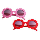 Cute Sun Flower Kids Baby Boy Girl Soft Plastic UV400 Sunglasses Red + Pink