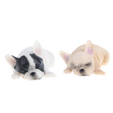 2 x Animal Model Figure Figurine Decor Sleeping French   Brown & White