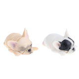 2 x Animal Model Figure Figurine Decor Sleeping French   Brown & White