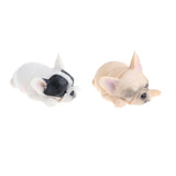 2 x Animal Model Figure Figurine Decor Sleeping French   Brown & White