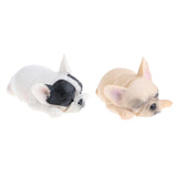 2 x Animal Model Figure Figurine Decor Sleeping French   Brown & White