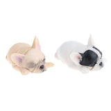 2 x Animal Model Figure Figurine Decor Sleeping French   Brown & White