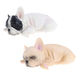 2 x Animal Model Figure Figurine Decor Sleeping French   Brown & White