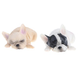 2 x Animal Model Figure Figurine Decor Sleeping French   Brown & White