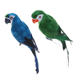 2pcs 45cm Realistic Parrot Birds Figurine Garden Sculpture Home Art Ornament