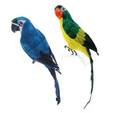 2pcs 45cm Realistic Parrot Birds Figurine Garden Sculpture Home Art Ornament