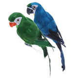 2pcs 45cm Realistic Parrot Birds Figurine Garden Sculpture Home Art Ornament