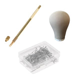 21 Inch Cork Head Canvas Cover Wig Making Mannequin & T-pin & Crochet Hook