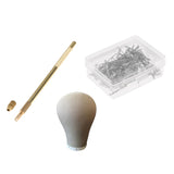21 Inch Cork Head Canvas Cover Wig Making Mannequin & T-pin & Crochet Hook