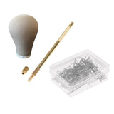 21 Inch Cork Head Canvas Cover Wig Making Mannequin & T-pin & Crochet Hook