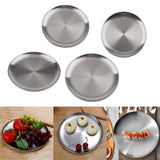 4Pcs stainless steel Round Tray Barbecue Dish fruit dinner plate