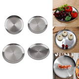 4Pcs stainless steel Round Tray Barbecue Dish fruit dinner plate