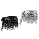 2 Pieces Belly Dance Waist Chain Hip Skirt Scarf with Sequins Tassel Womens