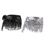 2 Pieces Belly Dance Waist Chain Hip Skirt Scarf with Sequins Tassel Womens