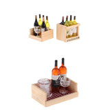 Miniature Wine Juice Bottles Cup Wood Rack 1/12 Dollhouse Drink Model 3 Sets
