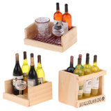 Miniature Wine Juice Bottles Cup Wood Rack 1/12 Dollhouse Drink Model 3 Sets